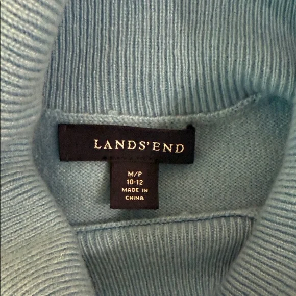 *Lands' End 100% Cashmere Women's Sky Blue Turtleneck Sweater (sz M/P) - Picture 4 of 5